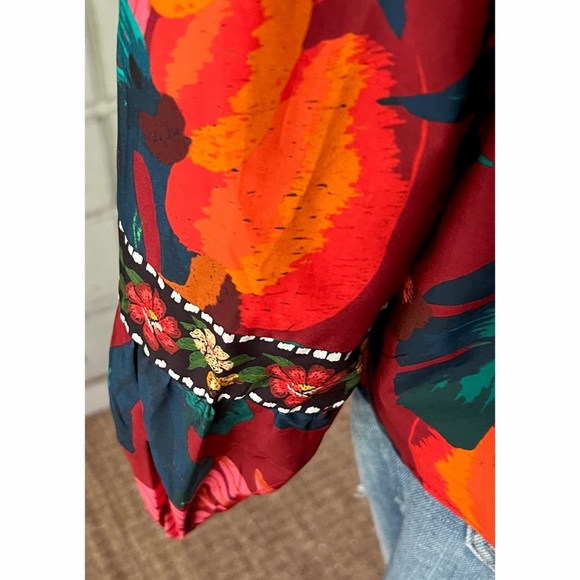 Anthropologie Farm Rio V-Neck Poplin Top XL - Picture 6 of 12